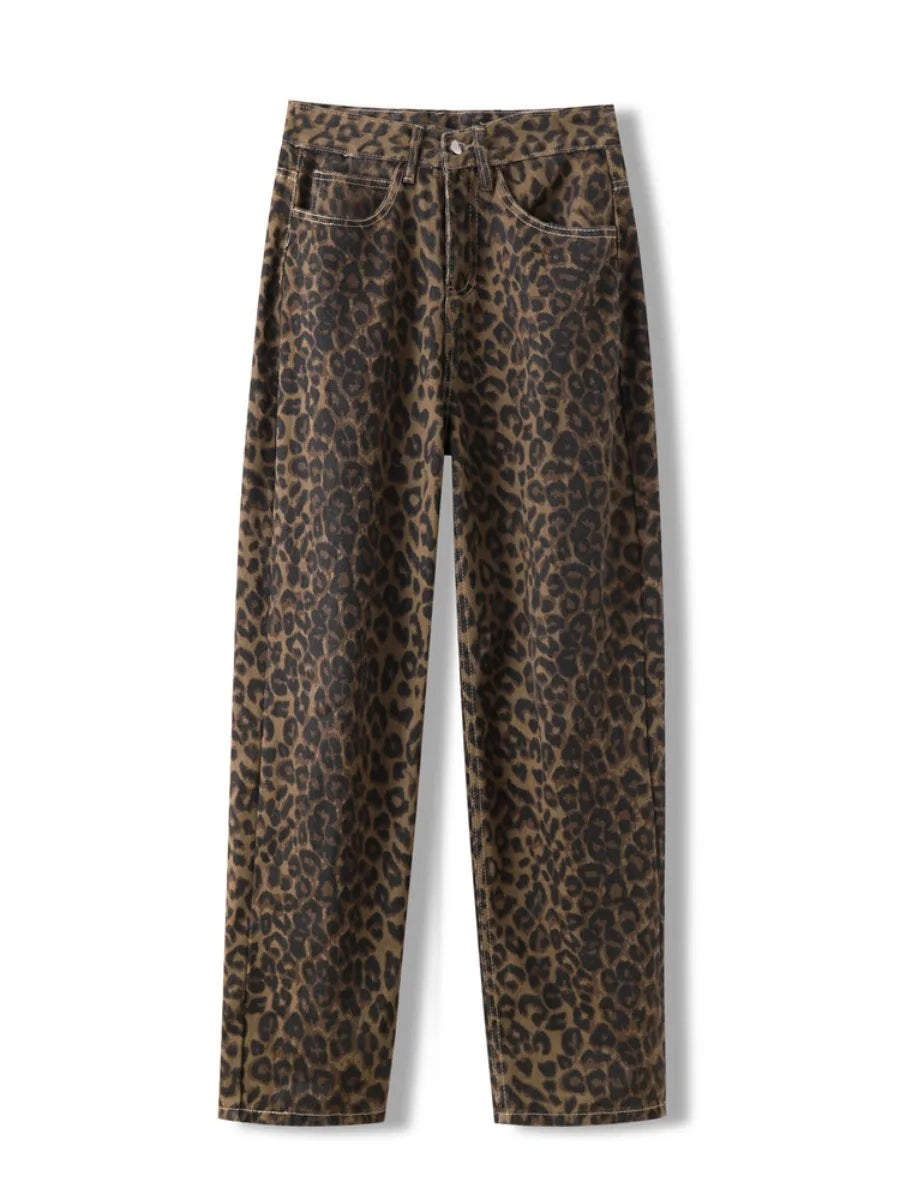 Norah - Wide-Leg Leopard Denim